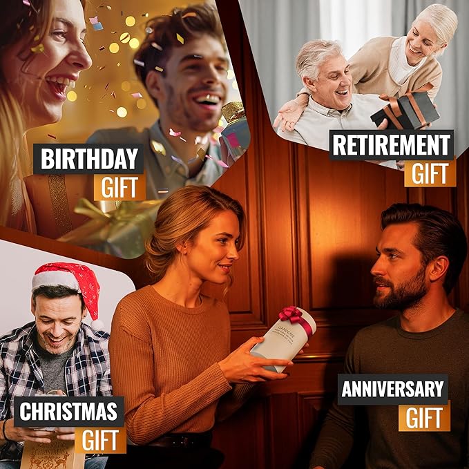 Premium pack Of 2 Charred Wooden Bourbon Glasses for Whiskey drinking old fashion Gifts Grail Men Groomsmen 50th Dad, Brother Birthday, Thanksgiving, Ideas for Him Who Have Everything