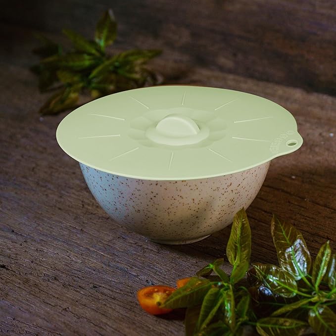 4 Pack 7.8" Silicone Lids for Cups Bowls Plates Pans, Microwave Splatter Cover, Kitchen Containers Lids Cover for Food Storage,Light Green Medium