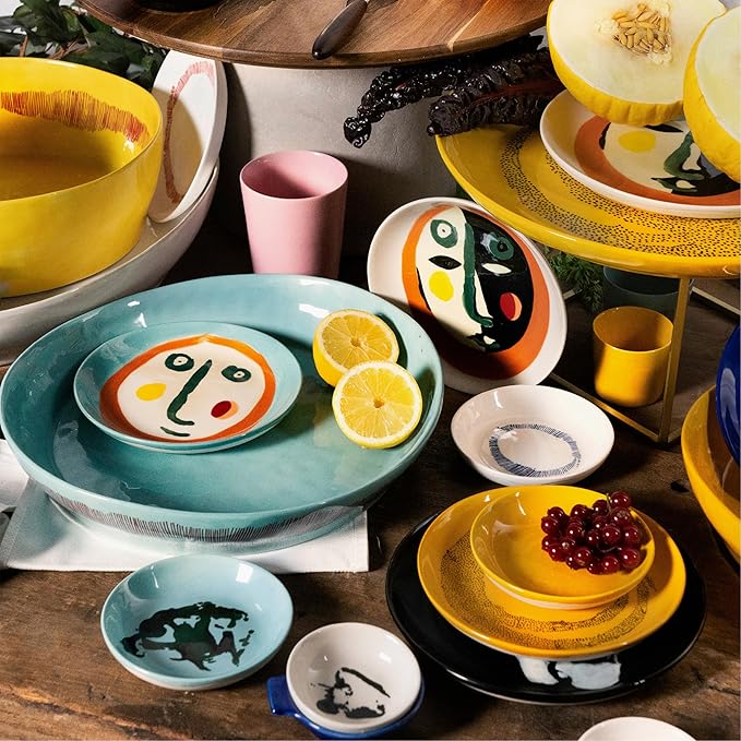 Appetizer Plate | Feast tableware by Ottolenghi | 2 Starter Plates | Stoneware Dinnerware Set in mixed color | luxury Dishware Set for Dinner at Home, Party | Kitchen Sets