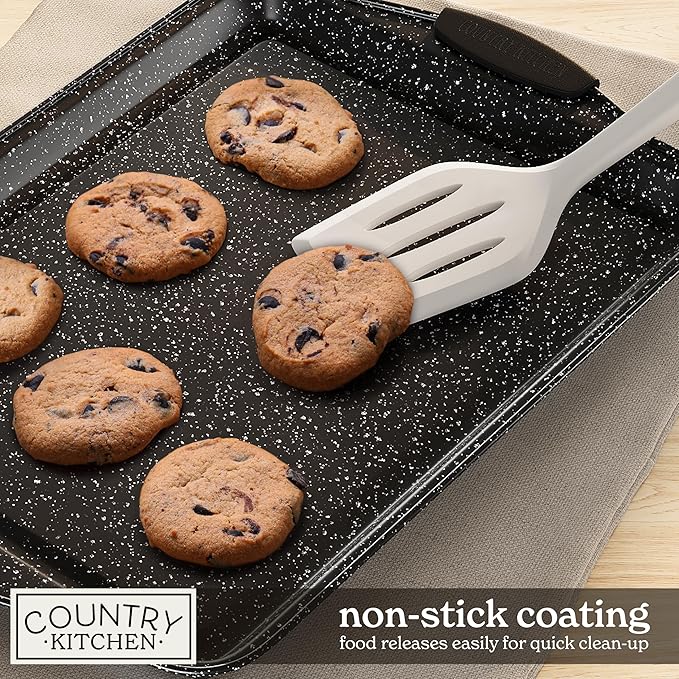 Country Kitchen Nonstick Stackable Bakeware Set - Durable, Easy Release Baking Set, Black, 10 Pcs
