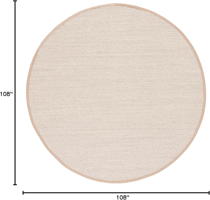 SAFAVIEH Area Rug 9' Round - Natural Fiber Collection - Marble & Linen Color, Sisal, Woven Design with Border (NF143B)