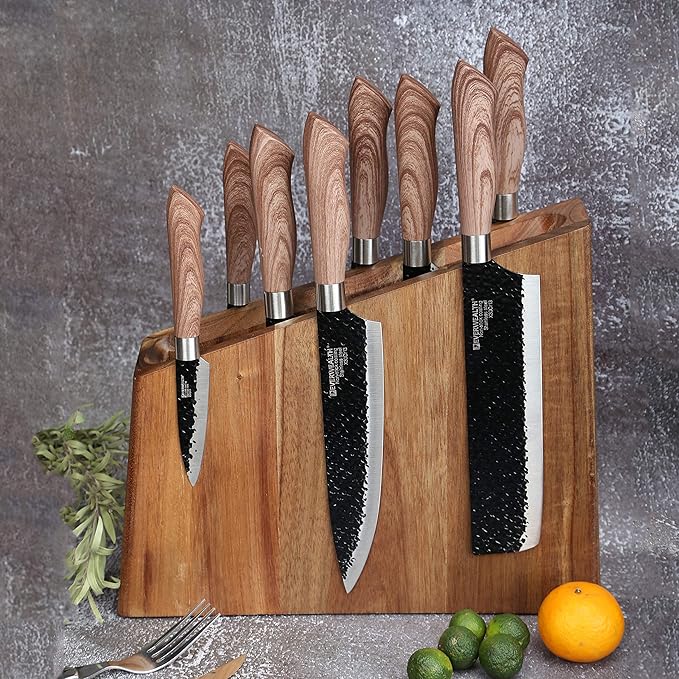 Resafy Magnetic Knife Wooden Block Knife Display Holder Rack Magnetic Stands with Strong Enhanced Magnets Kinves Strip