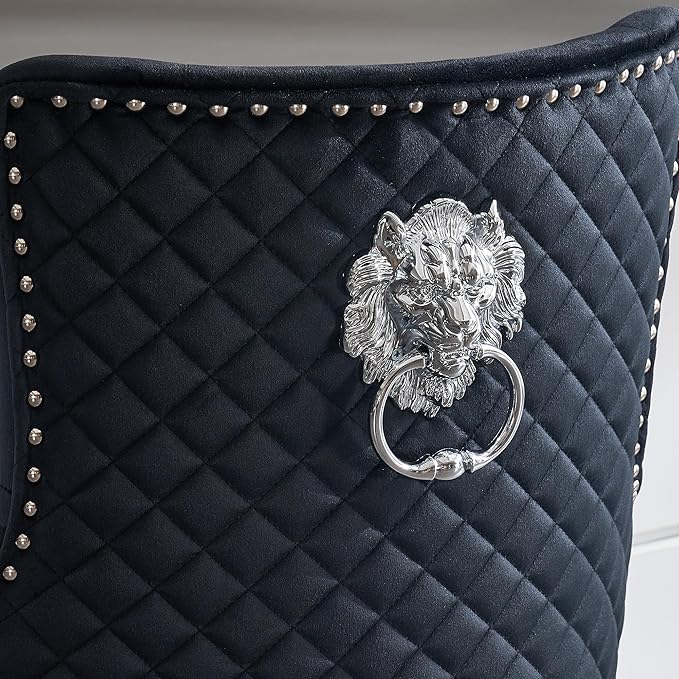 Velvet Lion Bar Stools Set of 4, Modern Height Adjustable Swivel Barstools with Chrome Base, Tufted Counter Height Bar Stools Upholstered Bar Chairs for Kitchen Island, Dining Room, Black