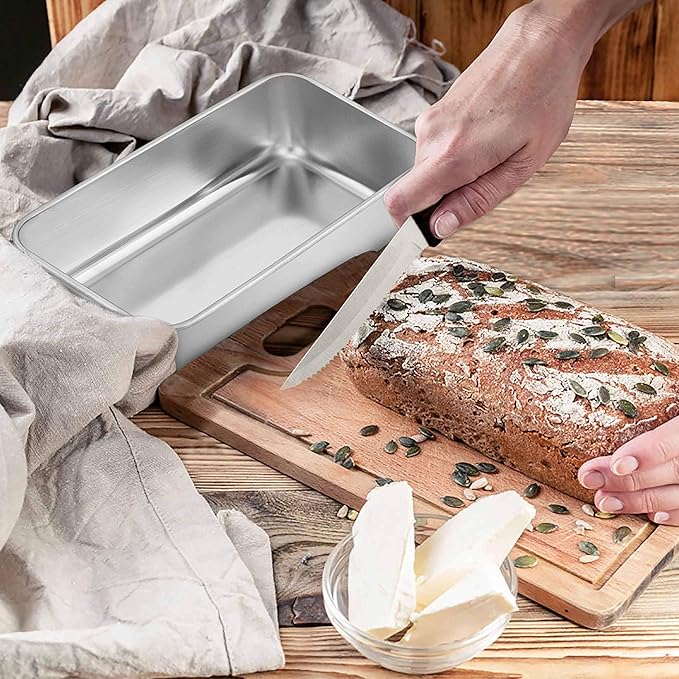 TeamFar Loaf Pan, 9¼” × 5” Bread Loaf Pan Meatloaf Pan Stainless Steel for Baking Bread Cake Toast, Healthy & Durable, Dishwasher Safe & Easy Clean