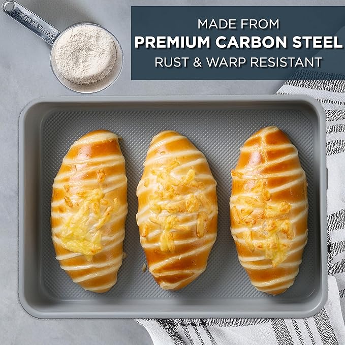 Country Kitchen Nonstick Stackable Bakeware Set - Durable, Easy Release Baking Set, Navy, 6 Pcs