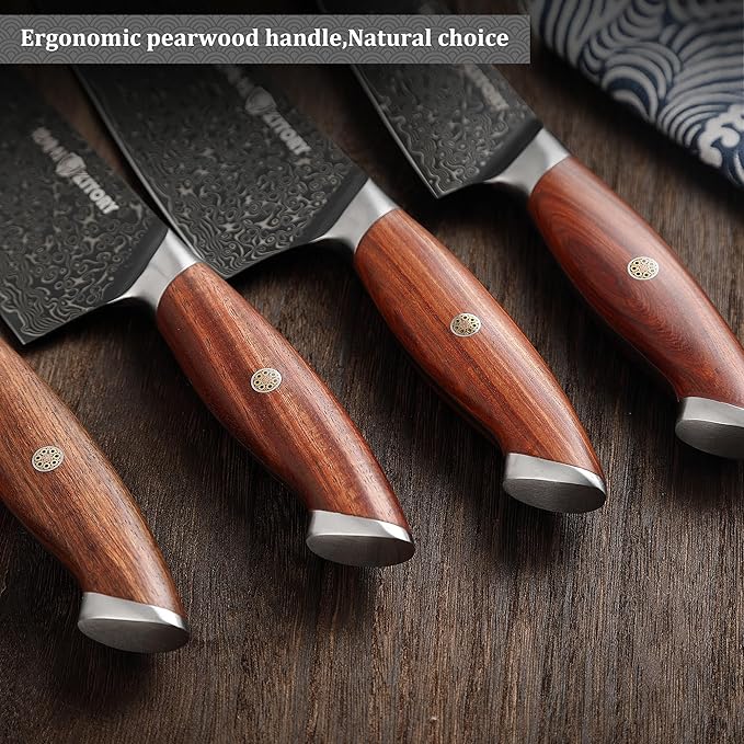 73 Layers Damascus Nakiri Knife 7.5", 10Cr15CoMoV HC Super-Steel cutting core, Japanese Style Usuba Kitchen Knife, Full Tang Sandalwood Handle, w/t gift box