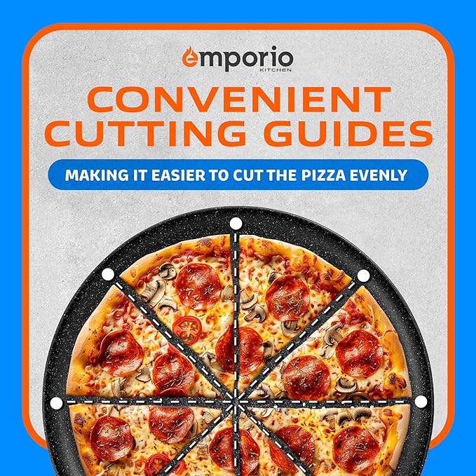 Pizza Baking Pan - 15.75-Inch Round Perforated Carbon Steel Tray with Non-Stick Gray Marble Coating, Airflow Design, Dishwasher & Oven Safe (Up to 450°F), PFOA, PFOS, PTFE-Free, Gray