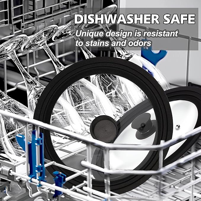 Tempered Glass Lid Set of 2 - Universal Lids with Heat Resistant Silicone Rim for Pots, Pans and Skillets - Pan Cover Replacement Lids Fit 6.5", 7", 8" and 9.5", 10", 11" Diameter Cookware