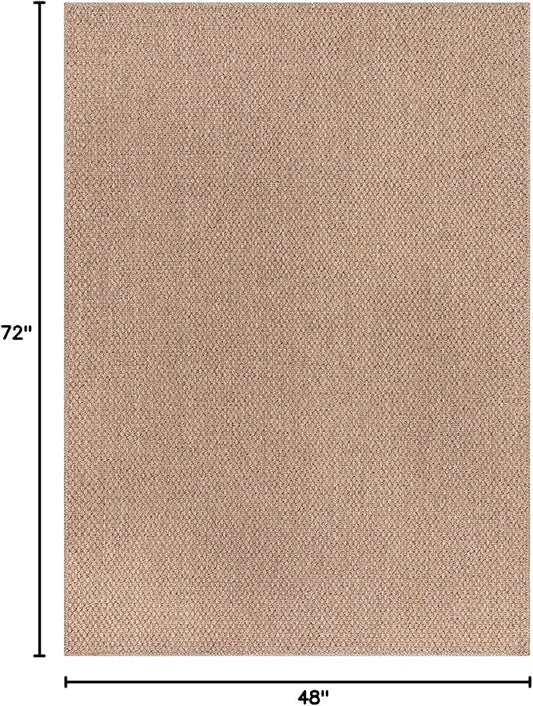 CAMILSON Easy Jute Rug 4x6, Indoor Outdoor Natural Color Farmhouse Area Rugs for Living Room Patio and Kitchen Rug, Solid Boho Woven Design, Easy-Cleaning, Washable Outside Carpet Alfombras (4 x 6)