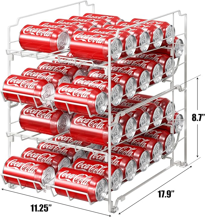 Simple Houseware Dual Row Front Loading Stackable Can Dispenser, White