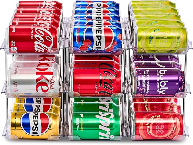 Sorbus 3-Tier Can Organizer for Pantry – Stackable Can Storage Organizer for Kitchen Cabinet, Can Rack Organizer for Pantry Shelf, Canned Food Dispenser with Rolling Design, Adjustable 2 or 3 Tiers