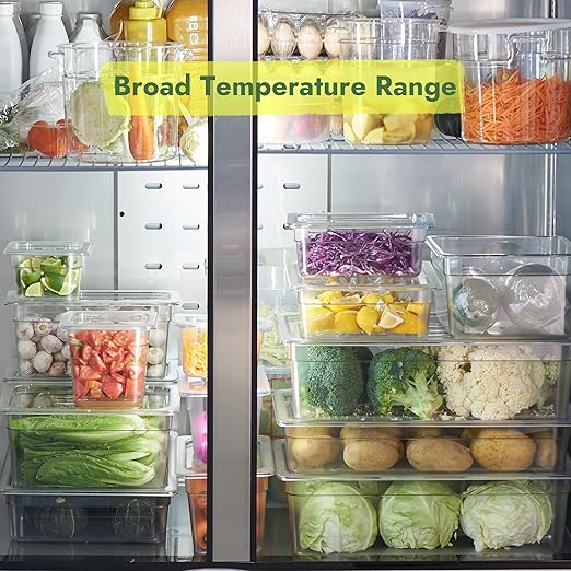 CURTA 6-Pack 1/4 Size 6" Deep NSF Polycarbonate Food Pans with Handled Lids & Drain Trays | Dishwasher & Freezer Safe Clear Container for Prep Tables, Buffet, Salad Bar, Commercial Kitchen