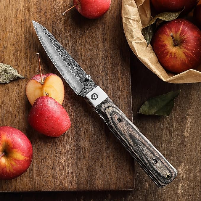 SENBON Forged 440A Stainless Steel Ultra Sharp Pocket Folding petty Universal Knife Color Wood Handle Camping Travel Outdoor Portable Fruit Knife