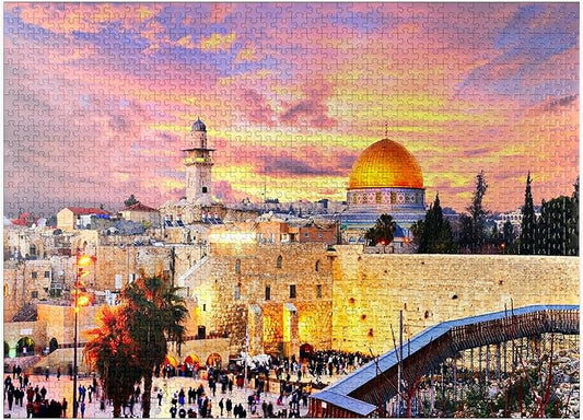 MyPuzzle Skyline of The Old City at The Western Wall and The Temple Mount in Jerusalem Israel - Premium 1000 Piece Jigsaw Puzzle for Adults