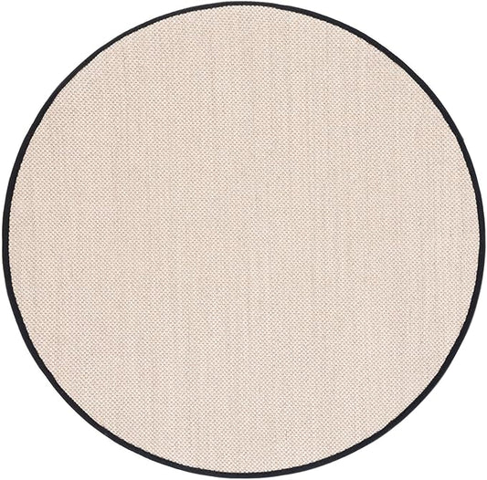 Safavieh Area Rug 3' Round - Natural Fiber Collection - Marble & Black, Sisal, Woven Design with Border (NF143A)