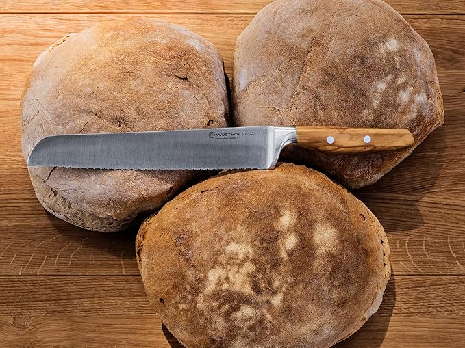 Wüsthof AMICI 9" Double Serrated Bread Knife, Tan