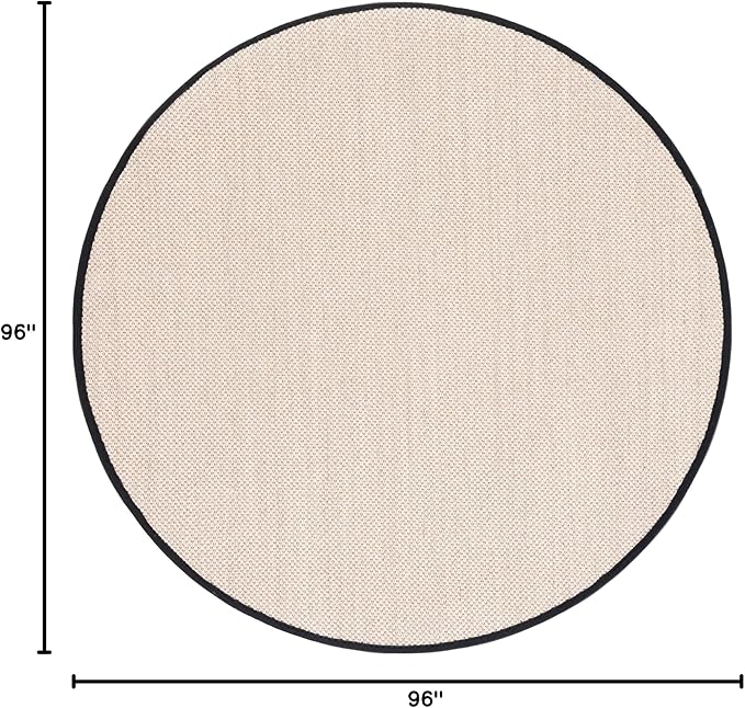 Safavieh Area Rug 8' Round - Natural Fiber Collection - Marble & Black, Sisal, Woven Design with Border (NF143A)