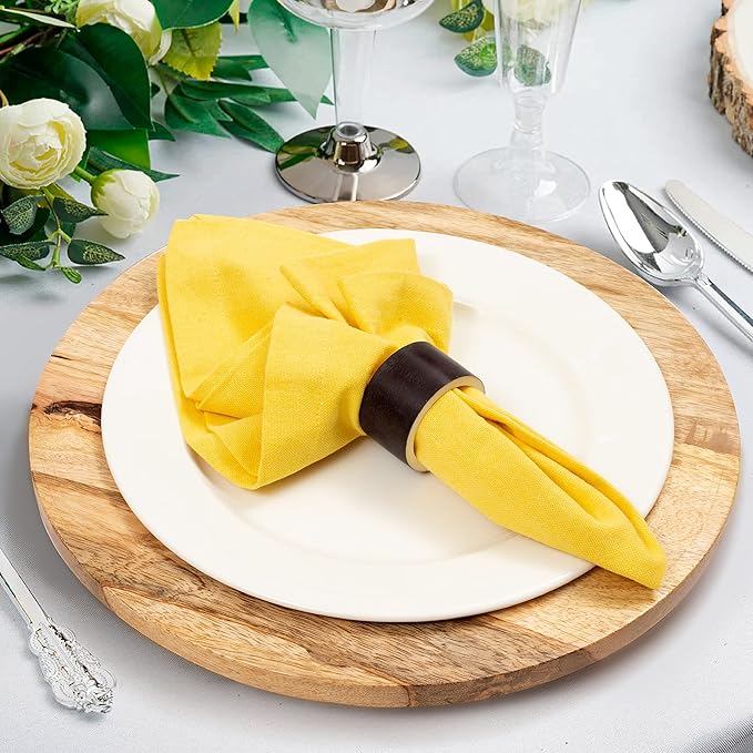 CLEENTABLE Wooden Serving Platter Set of 2-13" Handcrafted Serving Plates - Round Rustic Natural Tableware for Indoor/Outdoor Dining, Weddings, Holidays, Party, Sushi, Dinnerware (Natural)