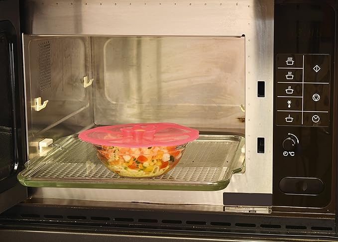 Charles Viancin - Hibiscus Silicone Lid for Food Storage and Cooking - 11''/28cm - Airtight Seal on Any Smooth Rim Surface - BPA-Free - Oven, Microwave, Freezer, Stovetop and Dishwasher Safe