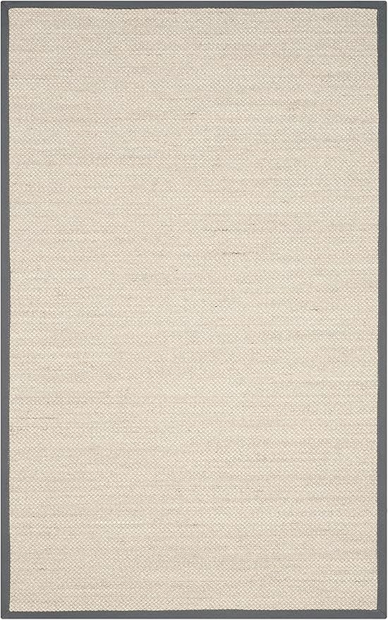 Safavieh Area Rug 6x8 - Natural Fiber Collection - Marble & Dark Grey, Sisal, Woven Design with Border (NF143D)