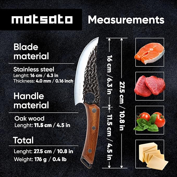 Chef Knife - Perfect Kitchen Knive for Cooking, Chopping. Japanese Steel Knife for Home, BBQ. For Balance & Control, 6.3 Inch