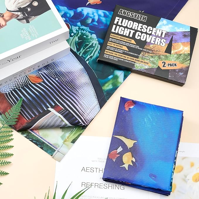 2 Pcs Fluorescent Light Covers - 4 x 2 Feet Covers for Ceiling Lights, Magnetic Light Filters for Classroom, Office, Hospitals, Home