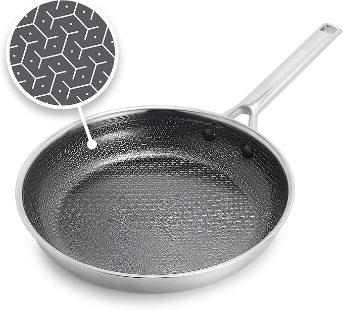 GreenPan Hybrid 10” Nonstick Stainless Steel Frying Pan, APEX Tri-Ply Thermobond PFAS-Free Ceramic Skillet, Induction & All Cooktop Compatible, Oven Temp to 850°F, Dishwasher Safe, Silver