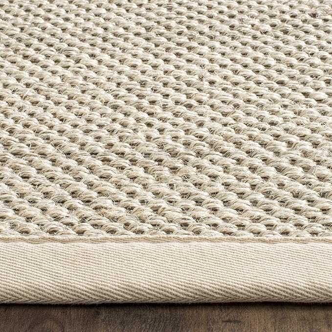 Safavieh Area Rug 12' Square - Natural Fiber Collection - Marble & Beige, Sisal, Woven Design with Border (NF143C)