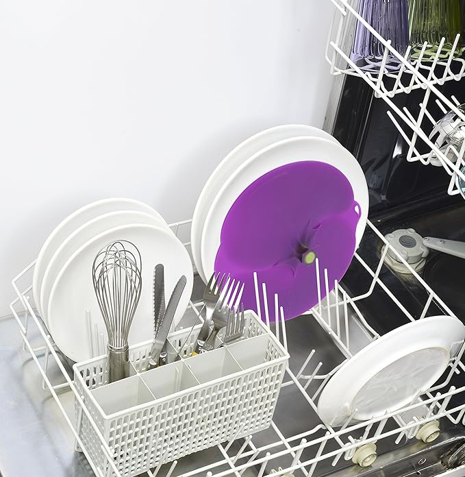 Charles Viancin - Eggplant Silicone Lid for Food Storage and Cooking - 8''/20cm - Airtight Seal on Any Smooth Rim Surface - BPA-Free - Oven, Microwave, Freezer, Stovetop and Dishwasher Safe