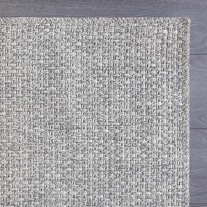 CAMILSON Easy Jute Rug 2x3, Indoor Outdoor Gray Color Farmhouse Area Rugs for Living Room and Kitchen Rug, Solid Boho Woven Design, Easy-Cleaning, Washable Outside Carpet Alfombras (2 x 3)