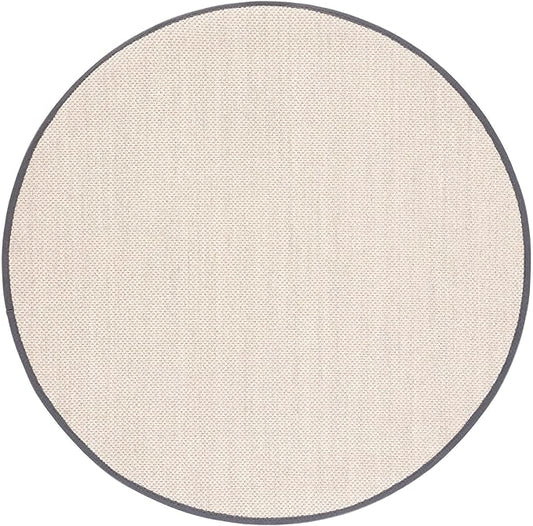 Safavieh Area Rug 3' Round - Natural Fiber Collection - Marble & Dark Grey, Sisal, Woven Design with Border (NF143D)