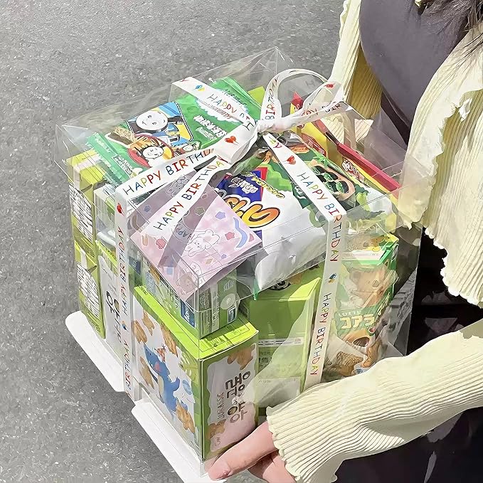 30 Pcs, 12'x12'x11' inch Food Grade Clear Plastic Display Boxes, 29.4 x 29.4 x 25 cm with Ribbon, for Cakes, Bakeries, Desserts, Birthday, Christmas and Thanksgiving