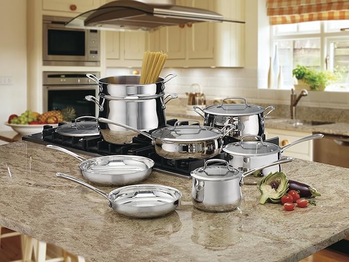 Cuisinart Contour Stainless 13-Piece Cookware Set,Silver