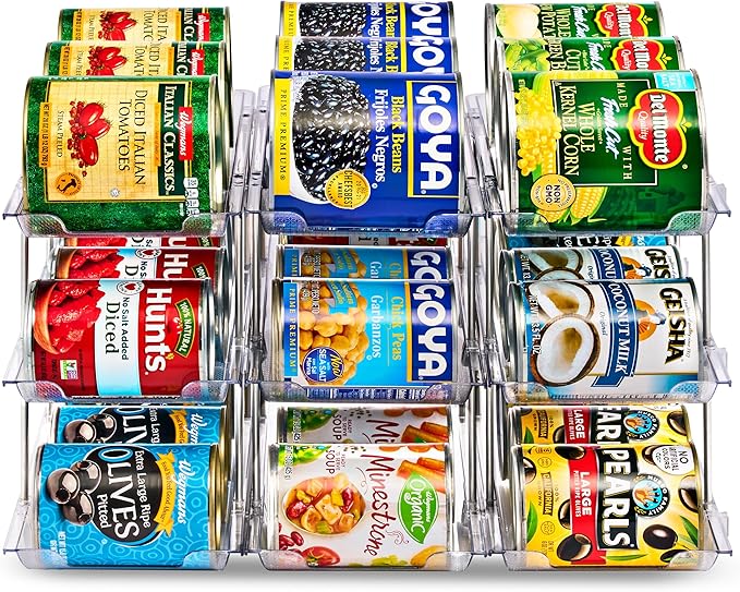 Sorbus 3-Tier Can Organizer for Pantry – Stackable Can Storage Organizer for Kitchen Cabinet, Can Rack Organizer for Pantry Shelf, Canned Food Dispenser with Rolling Design, Adjustable 2 or 3 Tiers