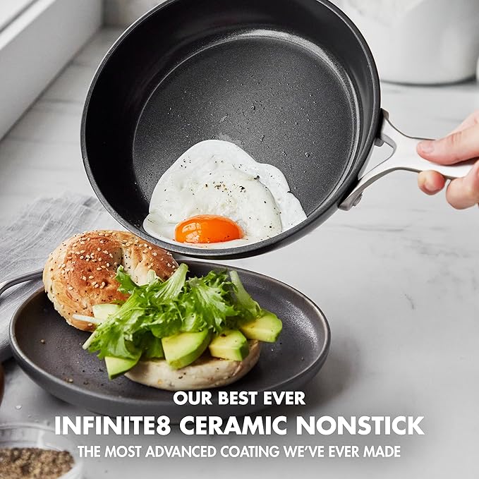 GreenPan GP5 Hard Anodized Healthy Ceramic Nonstick 14 Piece Cookware Pots & Pans Set, Heavy Gauge Scratch Resistant, Stay-Flat-Surface, Induction, Oven Safe, PFAS-Free, Black