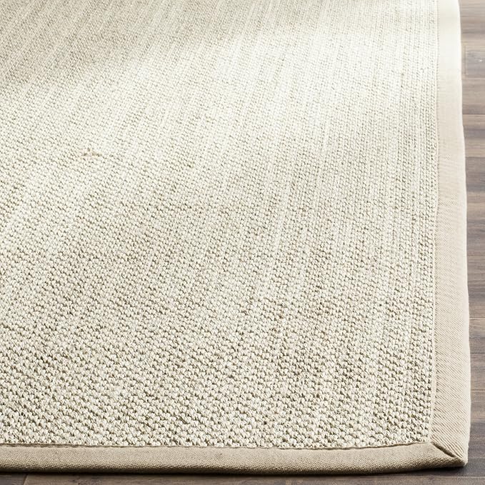 SAFAVIEH Area Rug 6x9 - Natural Fiber Collection - Marble & Linen Color, Sisal, Woven Design with Border (NF143B)