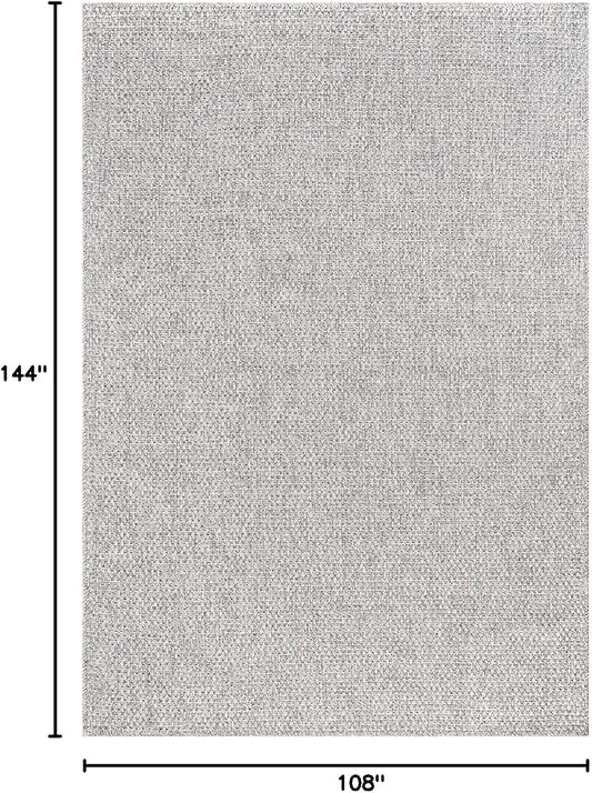 CAMILSON Easy Jute Rug 9x12, Indoor Outdoor Gray Color Farmhouse Area Rugs for Living Room Patio and Kitchen Rug, Solid Boho Woven Design, Easy-Cleaning, Washable Outside Carpet Alfombras (9 x 12)