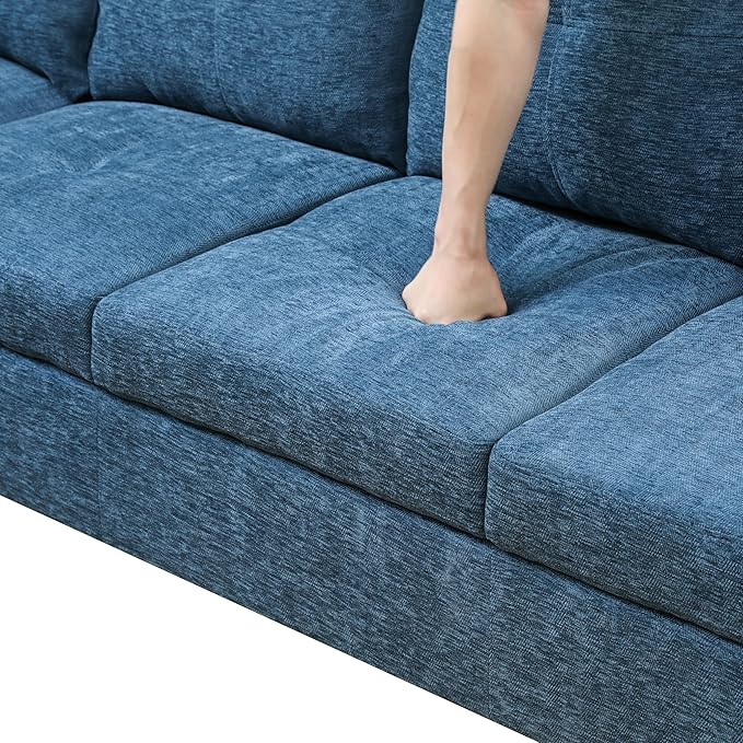 NicBex L Shaped Couch Sectional Couches for Living Room 2 Pieces Modern Sectional Sofa with Left Chaise Sectional Couch with Solid Frame for Living Room, Flannel, Blue