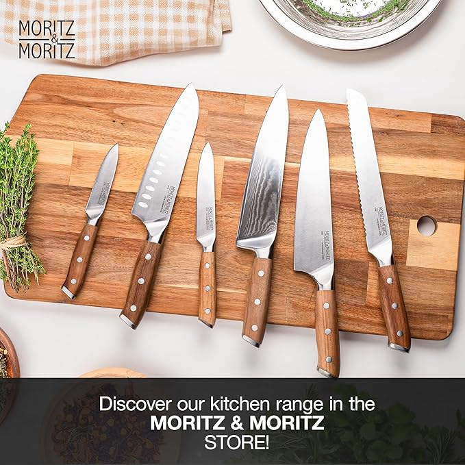 Moritz & Moritz 4-Inch Paring Knife, German Stainless Steel Blade with Acacia Wood Handle, Precision Fruit and Vegetable Knife, Small Kitchen Knife for Cutting, Peeling, Chopping