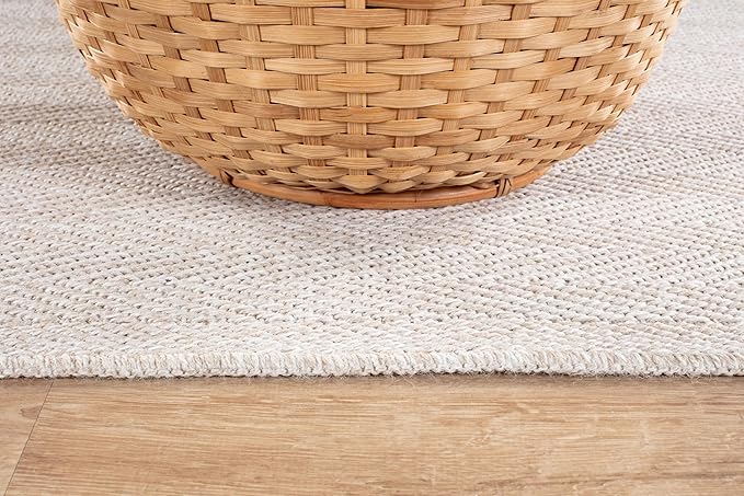 CAMILSON Easy Jute Rug 5x7, Indoor Outdoor Off-White Color Fiber Area Rugs for Living Room Patio and Kitchen Rug Herringbone Seagrass Woven Design Easy-Cleaning Washable Outside Carpet Alfombras 5 x 7
