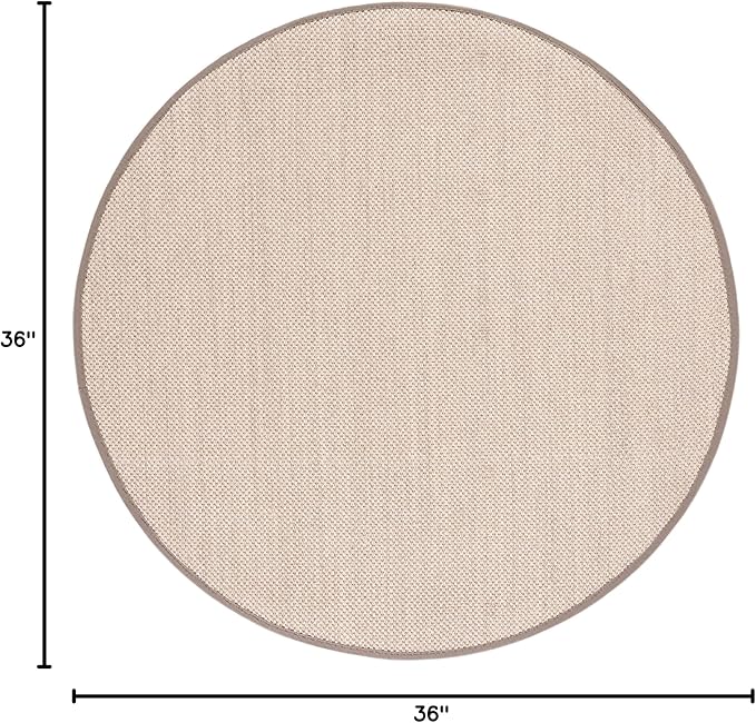 Safavieh Area Rug 3' Round - Natural Fiber Collection - Marble & Khaki, Sisal, Woven Design with Border (NF143E)