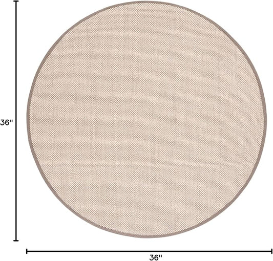 Safavieh Area Rug 3' Round - Natural Fiber Collection - Marble & Khaki, Sisal, Woven Design with Border (NF143E)