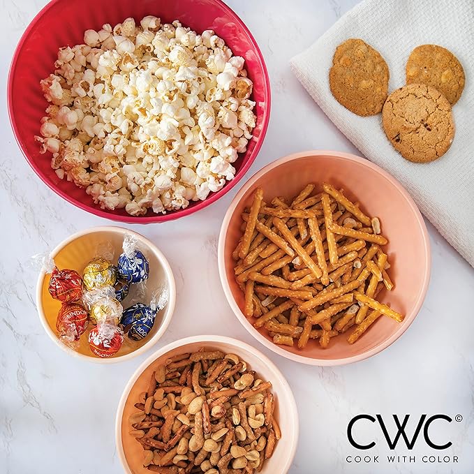 COOK WITH COLOR Prep Bowls with Lids- Wide and Deep Nesting Plastic Small Mixing Bowl Set with Lids, 8 Piece Set - Deep Bowls, Rose