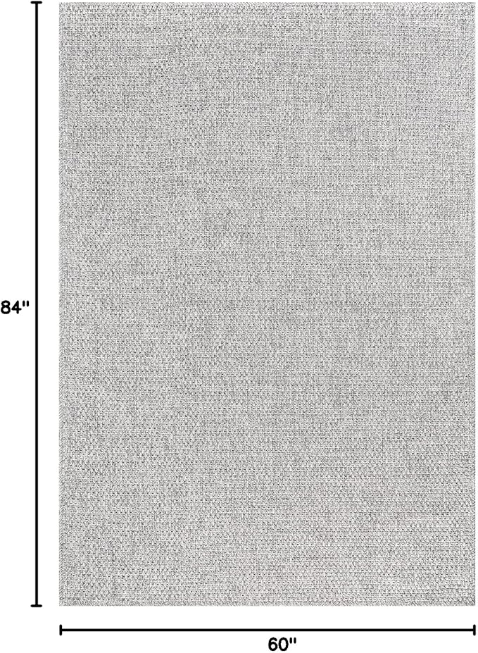 CAMILSON Easy Jute Rug 5x7, Indoor Outdoor Gray Color Farmhouse Area Rugs for Living Room Patio and Kitchen Rug, Solid Boho Woven Design, Easy-Cleaning, Washable Outside Carpet Alfombras (5 x 7)