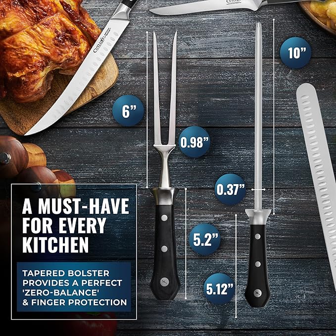 Cutluxe 5-Piece Butcher Knife Set – Slicing Carving Knife Set for Meat Cutting, Ultra Sharp German Steel, Full Tang, Ergonomic Handles – Artisan Series