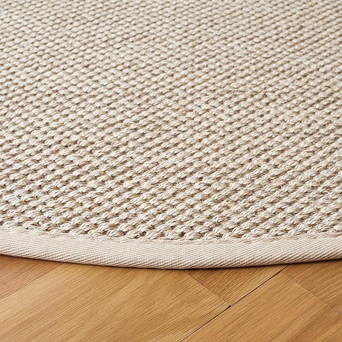 Safavieh Area Rug 12' Round - Natural Fiber Collection - Marble & Beige, Sisal, Woven Design with Border (NF143C)
