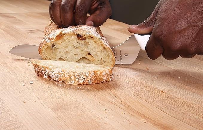 Mercer Culinary Millennia Color Handle Cutlery 9" Offset Bread Knife (Wavy Edge) White