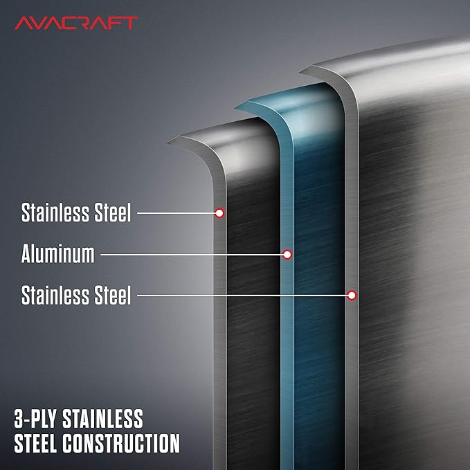 AVACRAFT 18/10 Stainless Steel Cookware Set, Premium Pots and Pans, Kitchen Essentials For Cooking, Multi-Ply Body Stainless Steel, 10-Pieces