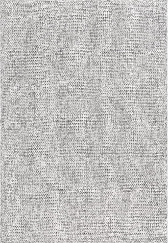 CAMILSON Easy Jute Rug 5x7, Indoor Outdoor Gray Color Farmhouse Area Rugs for Living Room Patio and Kitchen Rug, Solid Boho Woven Design, Easy-Cleaning, Washable Outside Carpet Alfombras (5 x 7)