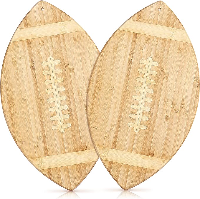 Foaincore 2 Pieces Football Cutting Board Bamboo Serving Tray 15 Inch Touchdown Engraved Charcuterie Cutting Board for Football Lovers Gift Themed Party Decoration Favor Supplies
